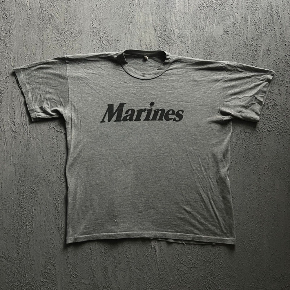 Vintage Marines Shirt XL Grey 1980s Military USMC USA